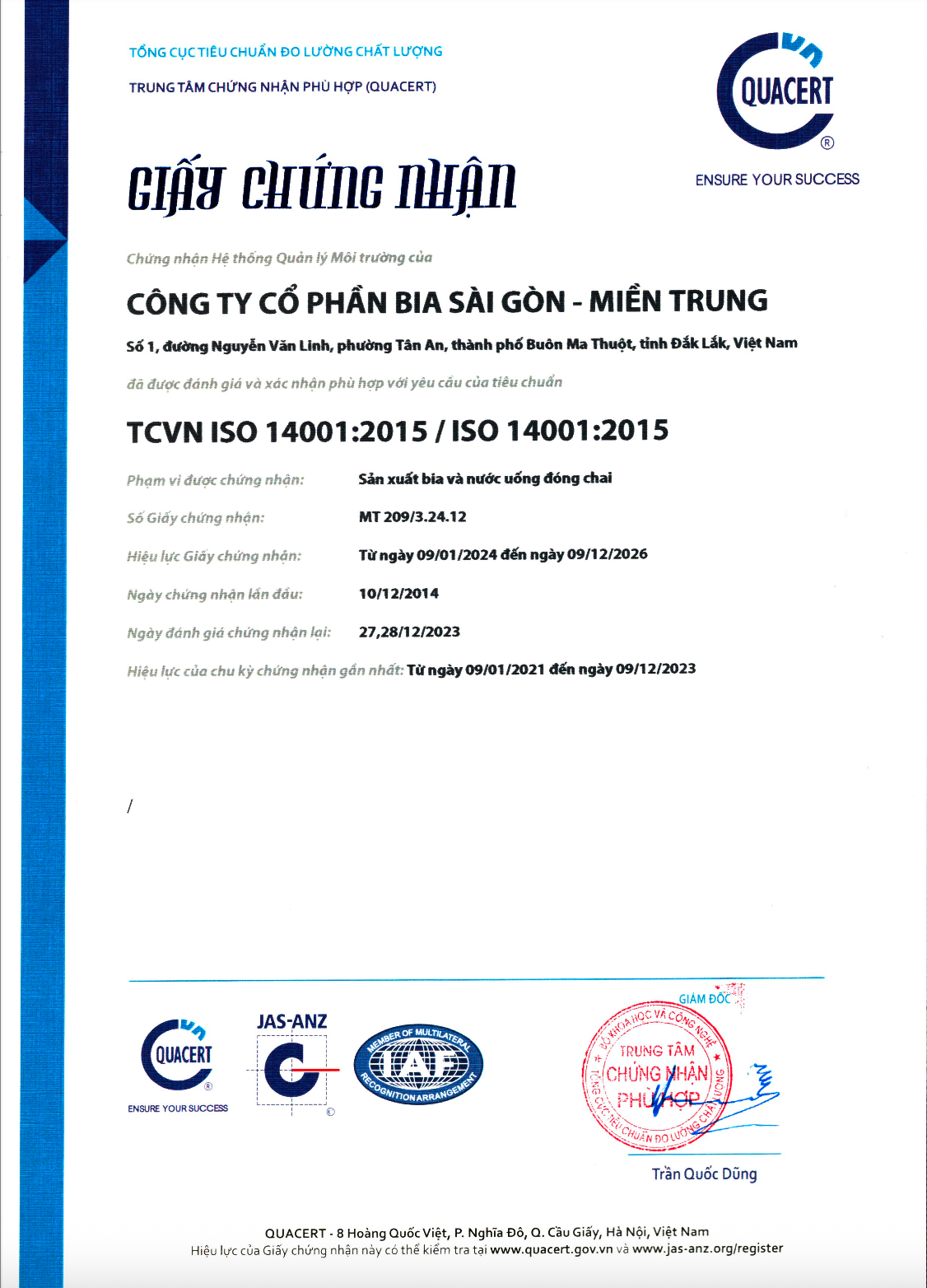 Chứng nhận ISO 14001:2015