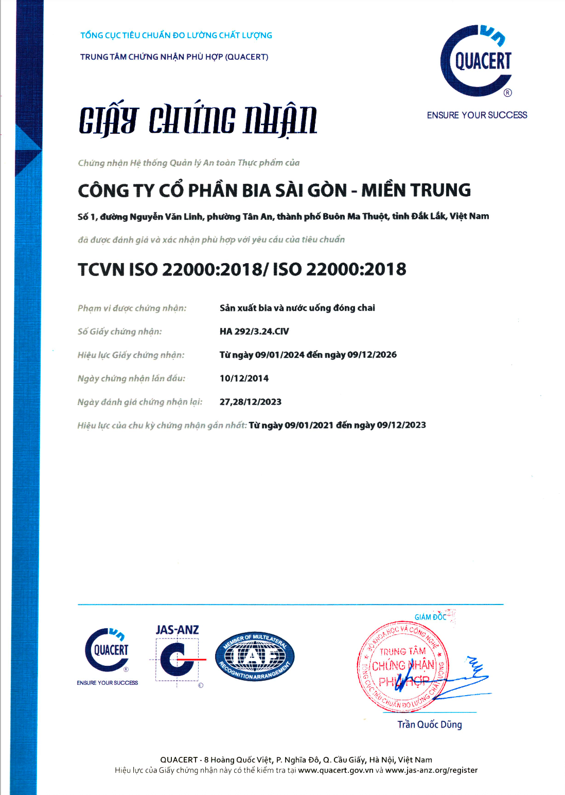 Chứng nhận ISO 22000:2018