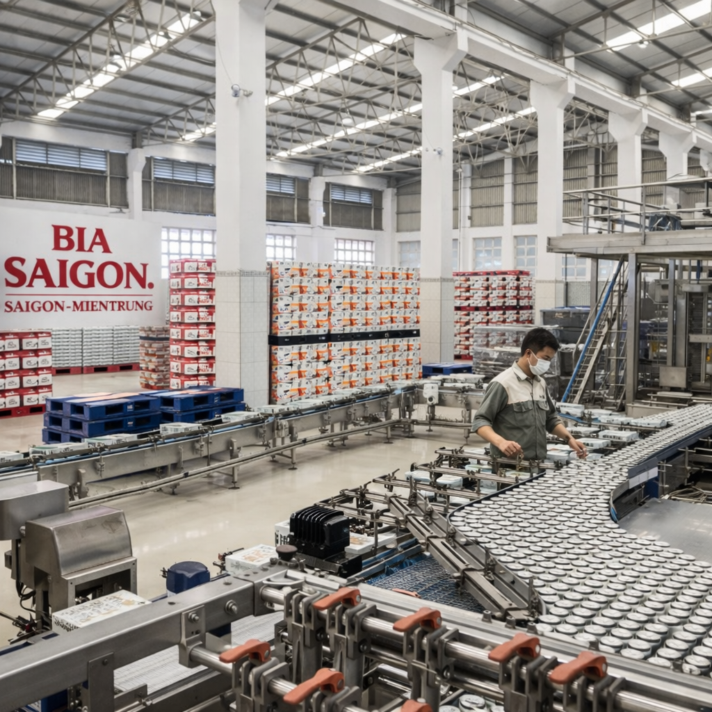 Cách mạng công nghệ trong gia công OEM đồ uống: Phân tích dây chuyền sản xuất hiện đại tại Bia Sài Gòn Miền Trung (SMB)